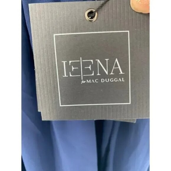 FLAW - MAC DUGGAL Dress 6 Evening Gown Navy Blue Bejeweled Pleated Chiffon #7969 - Picture 9 of 11